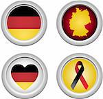 Germany Buttons with ribbon, heart, map and flag