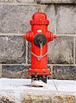 Typical red fire hydrant. Quebec city.