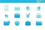 Vector illustration ? set of blue elegant simple icons for common computer functions. Set-1