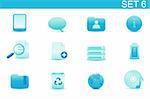 Vector illustration ? set of blue elegant simple icons for common computer and media devices functions. Set-6