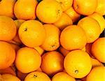 Vibrant fresh oranges captured on a market stall in Spain.