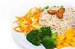 Healthy Asian Vegetarian dishes, brown rice and vegetables.