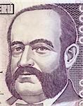 Admiral Miguel Grau on 5000 Indis 1988 Banknote from Peru. Naval officer and hero of the battle of Angamos in the war of the pacific during 1879-1884. One of the most famous military leaders of America.