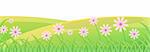 illustration drawing of purple flower and green lawn