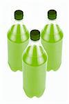 Three Green Juice bottle isolated over white background