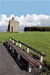 benches with a view of atlantic and castle in ballybunion