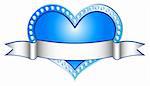 Nice illustration of vector blue heart with white line.