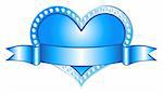 Nice illustration of vector blue heart with line.