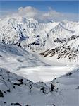 Caucasus Mountains. Gorge Irik Chat. Snowy plateau