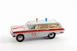 Collection  scale model of the ambulance car on a light background