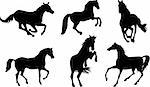 Horses silhouettes set
