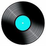 Vinyl Record with a color center on a white background.