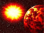 Explosion of the big star about a planet the earth