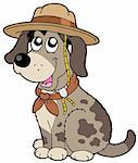Friendly dog in scout hat - vector illustration.