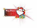 Colorful Christmas Santa Greetings Card with space for text
