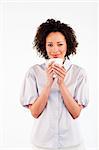 Attractive young woman drinking a cup of coffee