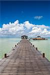 A man-made walkway of Kapalai island exotic tropical resort