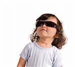 child in sunglasses,isolated on a white