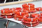 details of several lifebuoy on top of a boat