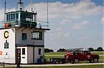 Control tower with land rover fire truck parked at the ready