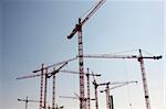 Construction Work Site with Cranes for Building