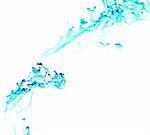 Blue ink flowing through water, isolated on white.