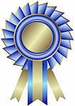 Silvery medal with  blue ribbon on white background (vector)