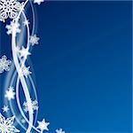 abstract blue and white christmas background with snow flakes