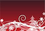 red and white abstract christmas background with snowfalkes