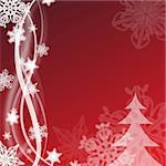 red abstract christmas background design with snowflakes