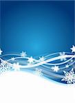 abstract blue winter flyer design with snowflakes