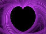 Black Heart Copy Space surrounded by purple fractal design.