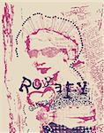 vintage rust woman newspaper style poster