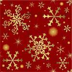 Abstract red seamless  background  with snowflakes (vector)