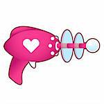 Love blaster. Pink laser raygun vector illustration in retro 1950's style. Contains heart, love, or relationship icon.