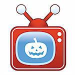 Halloween pumpkin Jack 'o Lantern icon icon on retro television set