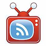 RSS feed icon on retro television set