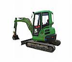 image showing a green excavator with a white background