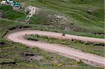 Man on the bicycles on the mountain route in turkey