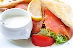 Fresh Salmon with lettuce - A seafood salad with smoked salmon