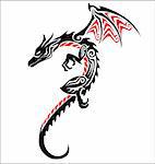 Vector image of black and red dragon with tribal style, suitable for tattoo