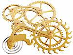 Isolated illustration of precision cogs and gears