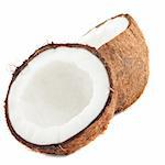 Fresh coconut on white isolated background .