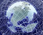 Abstract globe grid wireframe USA world map illustration