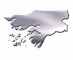 Guinea Bissau 3d silver map isolated in white