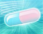 Medical pill capsule illustration on color background