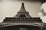 Sepia antique plate picture of the Eiffel Tower in Paris The vignetting and the grainy toned sepia are intentional
