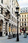 Old buildings on pedestrian street in city of London