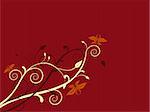 vector illustration of floral elements on a red background