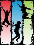 vector illustration of jumping teenager silhouettes